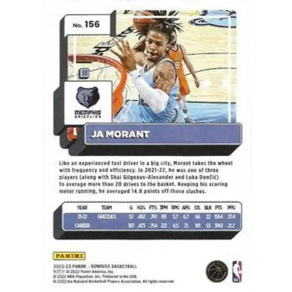 2022-23 Panini Donruss Ja Morant #156 Memphis Grizzlies